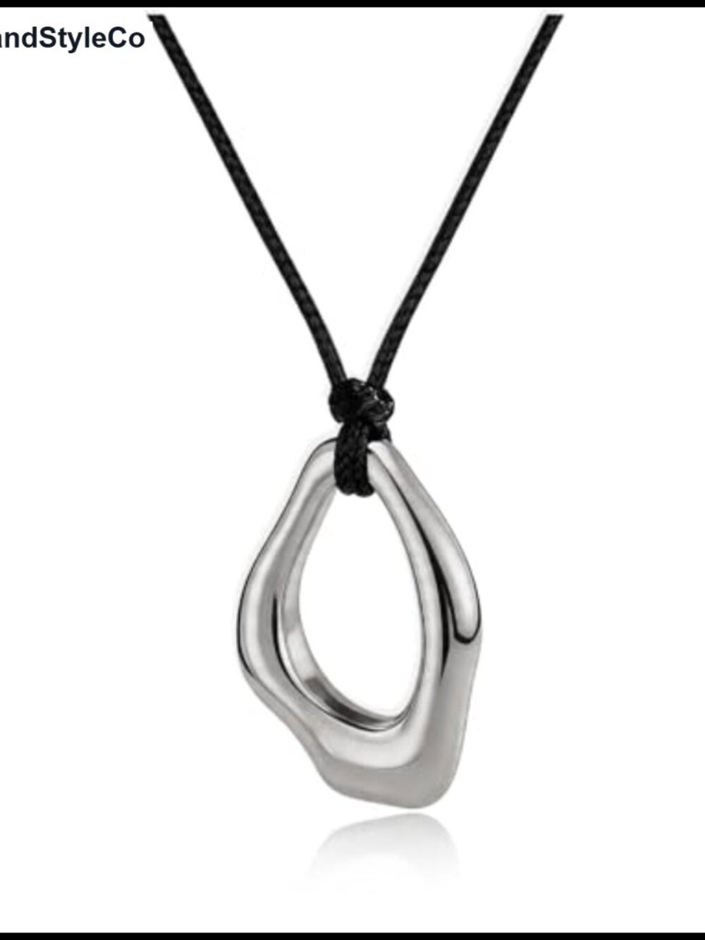 Gold Pendant Necklace Long Boho Chunky Circle Black Leather Rope